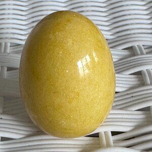 Vintage Hand Carved Yellow Onyx Marble Egg 3” – Collectible Polished Stone